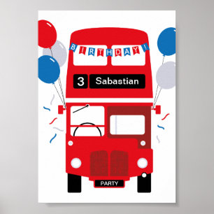 London Red Buss Personlig Party Poster