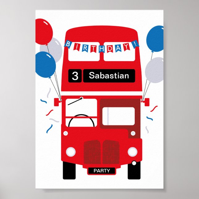 London Red Buss Personlig Party Poster (Framsidan)