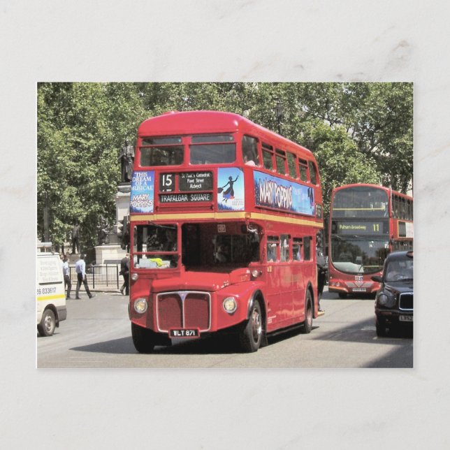London, Red doubledecker buss i Victoriaområdet Vykort (Framsida)