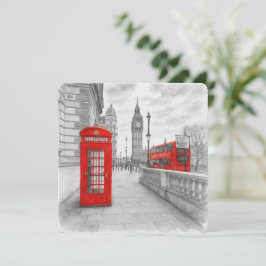 London Red Mobil Booth & Buss Watercolor Kort