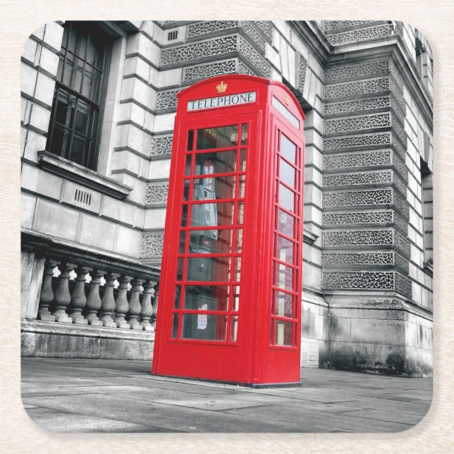 London Red Mobil Box Underlägg Papper Kvadrat (Framsidan)