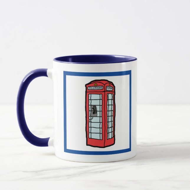 London Red Telefon Booth Iconic British Travel Mugg (Vänster)