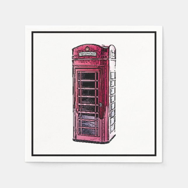 London Red Telefon Booth Iconic British Travel Pappersservett (Framsidan)