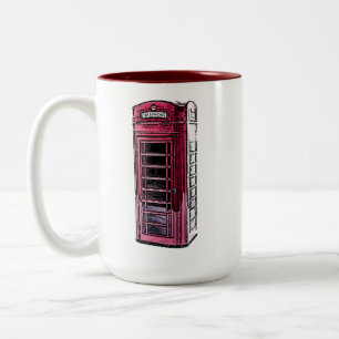 London Red Telefon Booth Iconic British Travel Två-Tonad Mugg