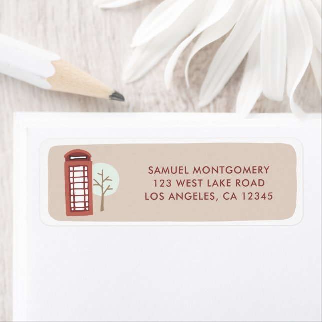 London Red Telefon Box Helgdag Returadress Returadress Etikett (Insitu)