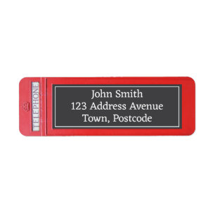 London Red Telefon Box Personal Adress Returadress Etikett