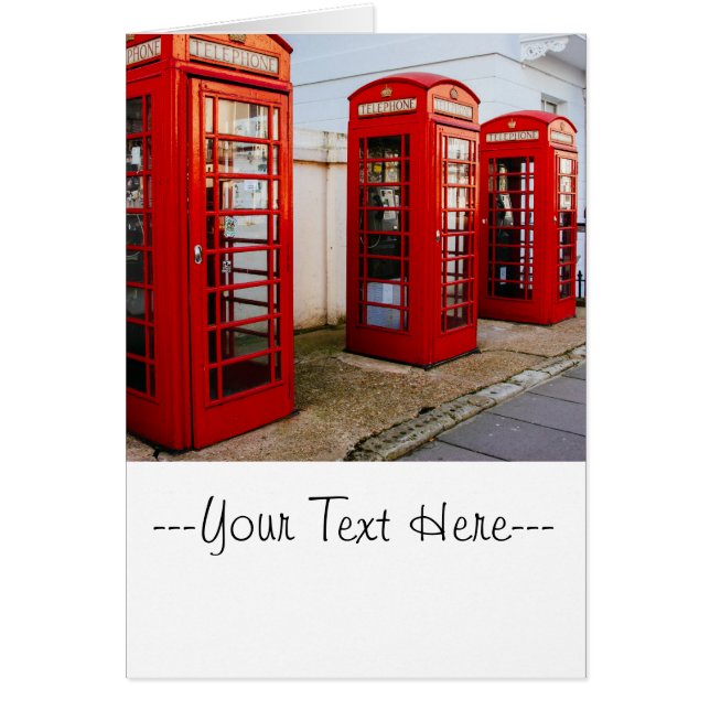 London Red Telefon Boxes, fotografi Hälsningskort (Framsidan)