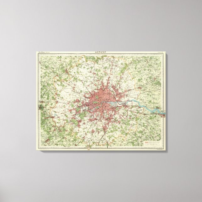 London Region Karta Canvastryck (Front)