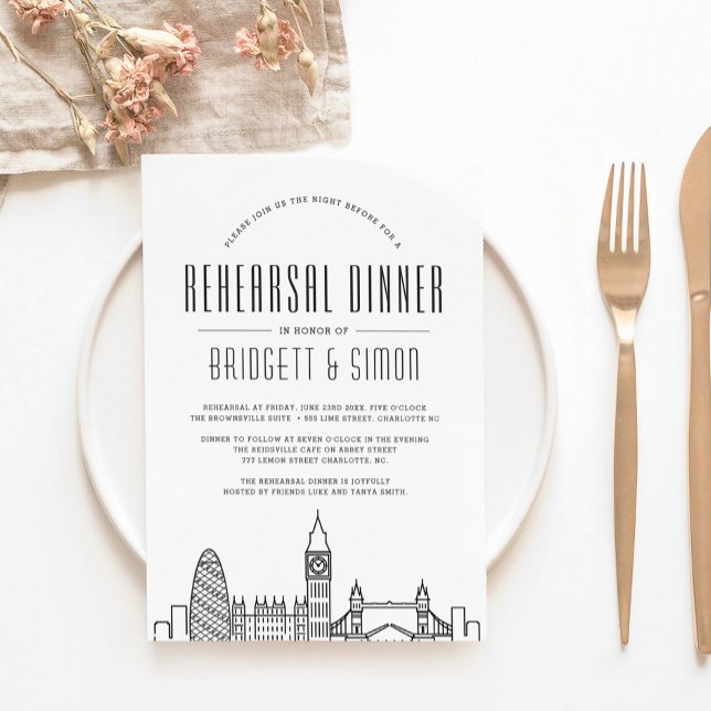 London Rehearsal Dinner | Stylized Skyline Inbjudningar (Skapare uppladdad)