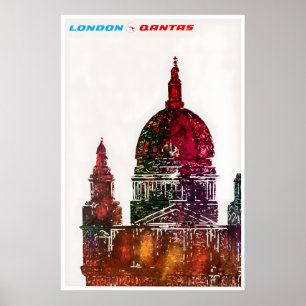 London Resa Affisch England Konst Qantas Tryck
