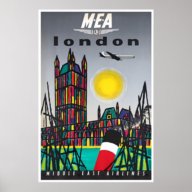 London Resa Poster England Konst MEA Tryck (Framsidan)