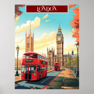 London Resa vykortskonst, London Resa konst, Eng Poster
