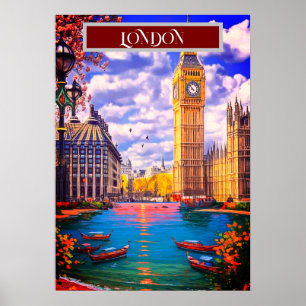 London Resa vykortskonst, London Resa konst, Eng Poster