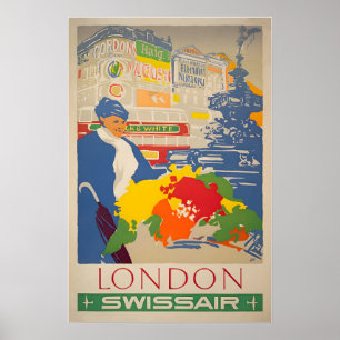 London Resoreraffisch England Konsttryck SWISS Tur Poster