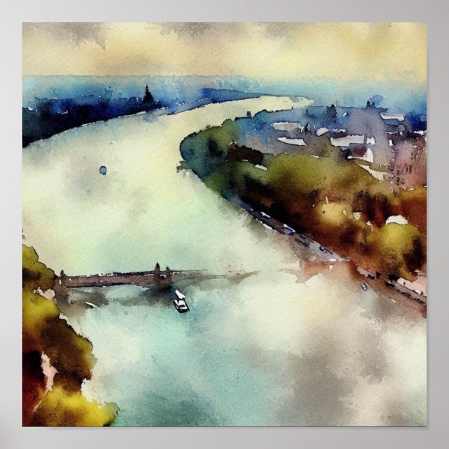 London-River Thames (C), Watercolor Poster (Framsidan)