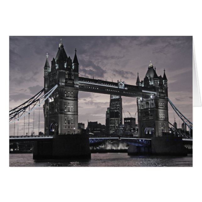 London River Thames i Black and White Torn Bridge Hälsningskort (Framsidan Horizontal)
