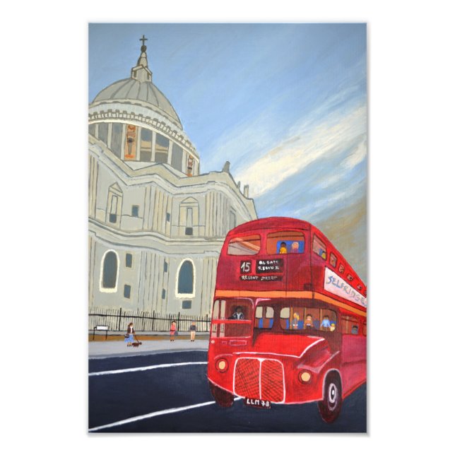 London Röd Buss och St Paul-katedralen tryck (Framsidan)