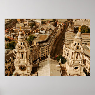 London rooftop view panorama with urban architectu poster