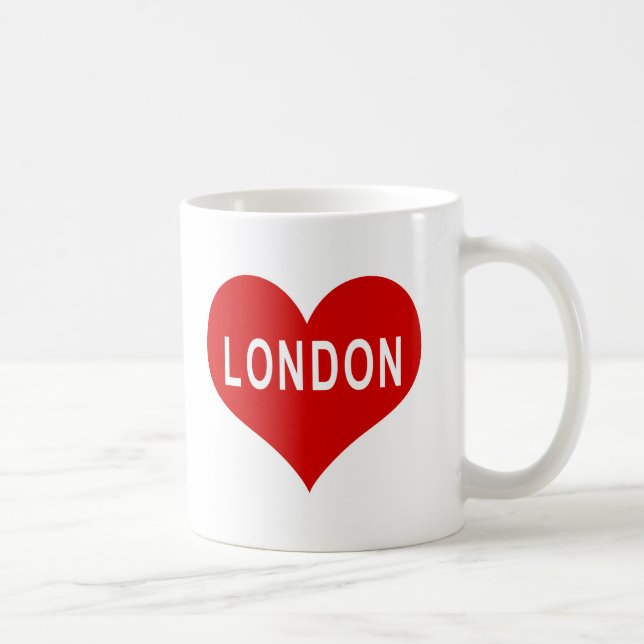 LONDON Rött Kärlekshjärta Kaffemugg (Höger)