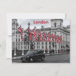 London Scene i Grått med Red Highlight Vykort