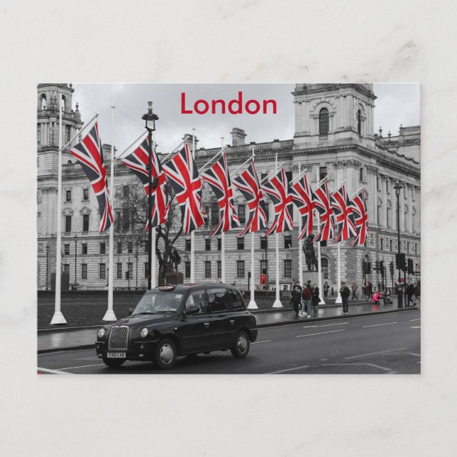London Scene i Grått med Red Highlight Vykort (Framsida)