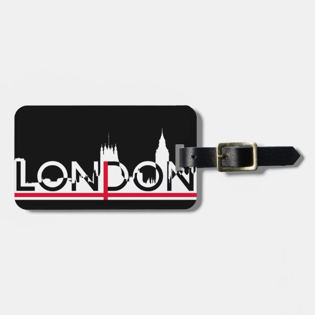 London Silhouette och Engelska flagga Bagagebricka (Horisontell Framsida)