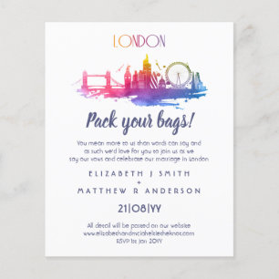 LONDON Siluett Bröllop Handritad Budget Inbjudan