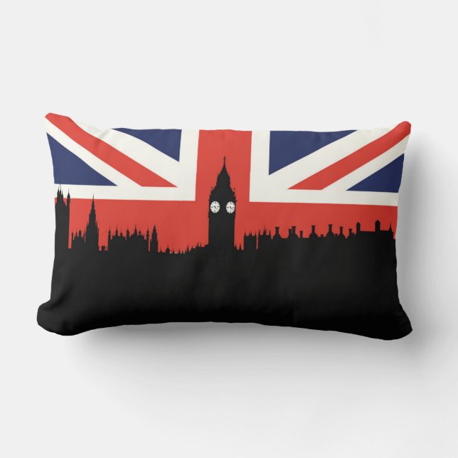 London Siluett | Den brittiska flaggan Lumbarkudde (Framsida)