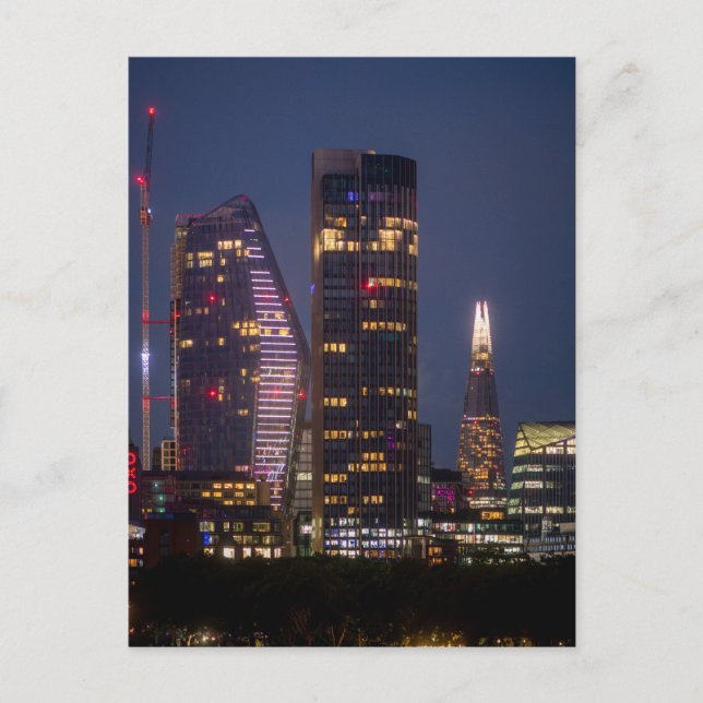 London Siluett på Natten Helg Vykort (Framsida)