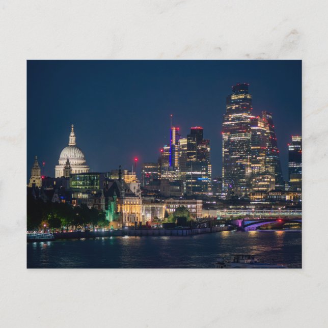 London Siluett på Natten Helg Vykort (Framsida)
