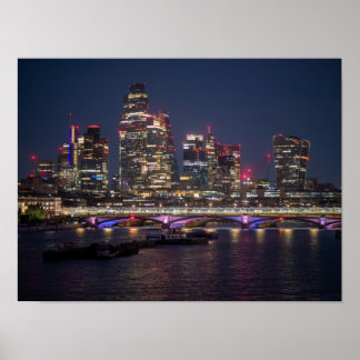 London Siluett på Natten Poster