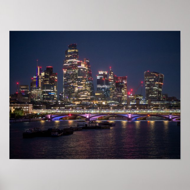 London Siluett på Natten Poster (Framsidan)