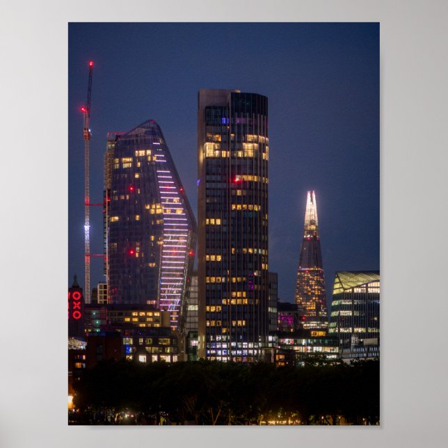 London Siluett på Natten Poster (Framsidan)