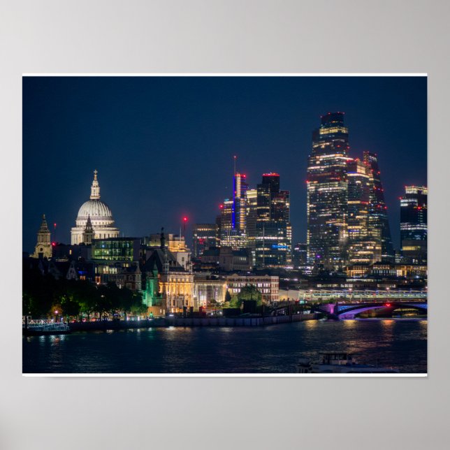 London Siluett på Natten Poster (Framsidan)