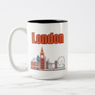 London Siluett Stor Font Tvåton Två-Tonad Mugg
