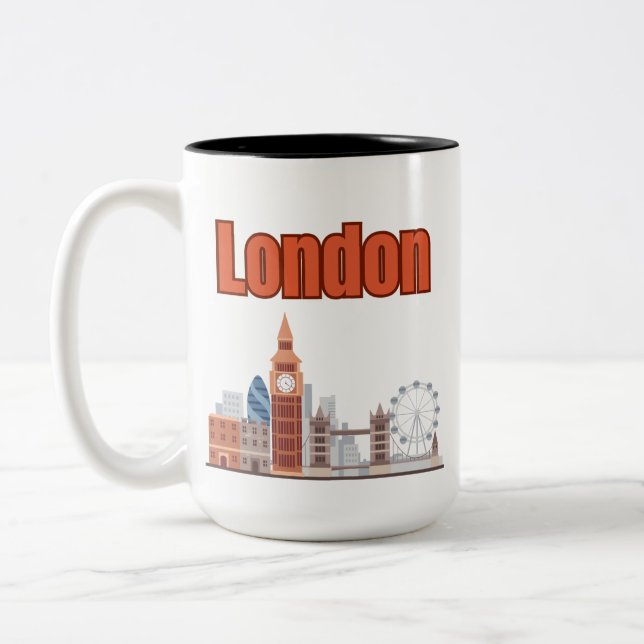 London Siluett Stor Font Tvåton Två-Tonad Mugg (Vänster)