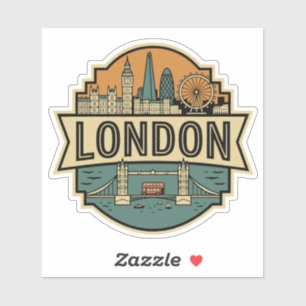 London Siluett Storbritannien Vintage Resemärke Klistermärken