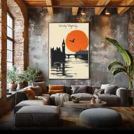 London Siluetter - Tower Bridge Reflektioner Poster
