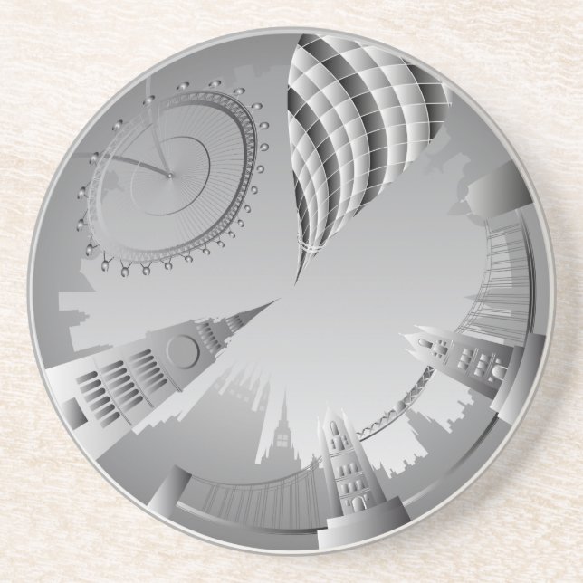 London-skylin i en cirkel underlägg sandsten (Framsidan)