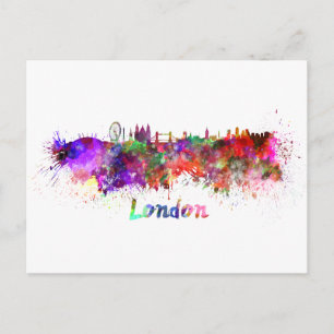 London-skylin i vattenfärg vykort