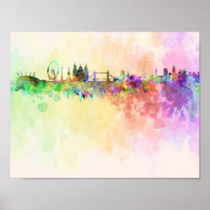 London-skylin i vattenfärgsbakgrund poster