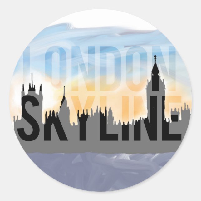 LONDON-skylin Runt Klistermärke (Framsida)