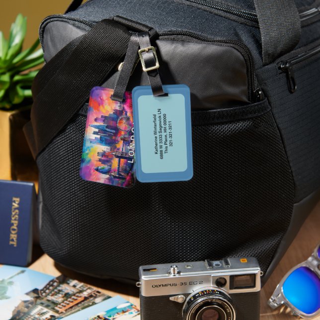 London Skyline Abstrakt Art Bagagebricka (Fram & Baksida)