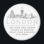 London Skyline | Anpassningsbar City Message eller Magnet<br><div class="desc">En unik magnet-tjänst som representerar den vackra staden London. Den här nyckelkedjan har en stiliserad illustration av stadens unika skylt med namn under. Under staden är namn en plats för din unika slogan eller påstående om din favoritstad.</div>