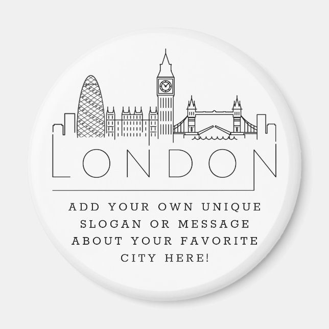 London Skyline | Anpassningsbar City Message eller Magnet (Framsidan)