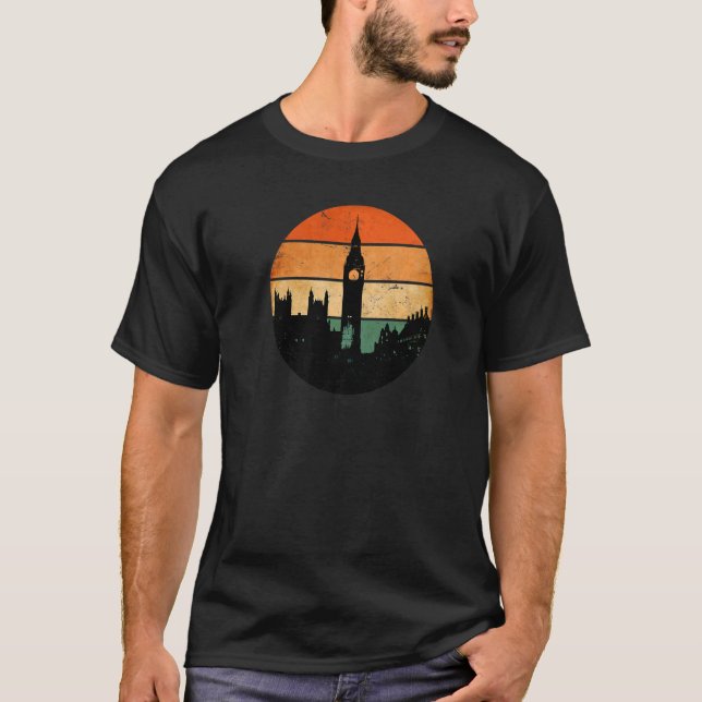 London Skyline Big Ben Palace of Westminster Abbey T Shirt (Framsida)