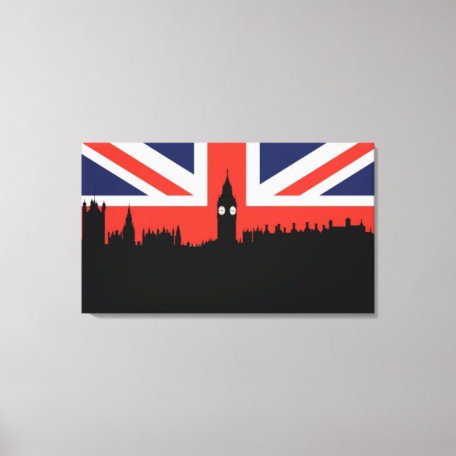 London Skyline | Brittiska Flagga Canvastryck (Framsida)