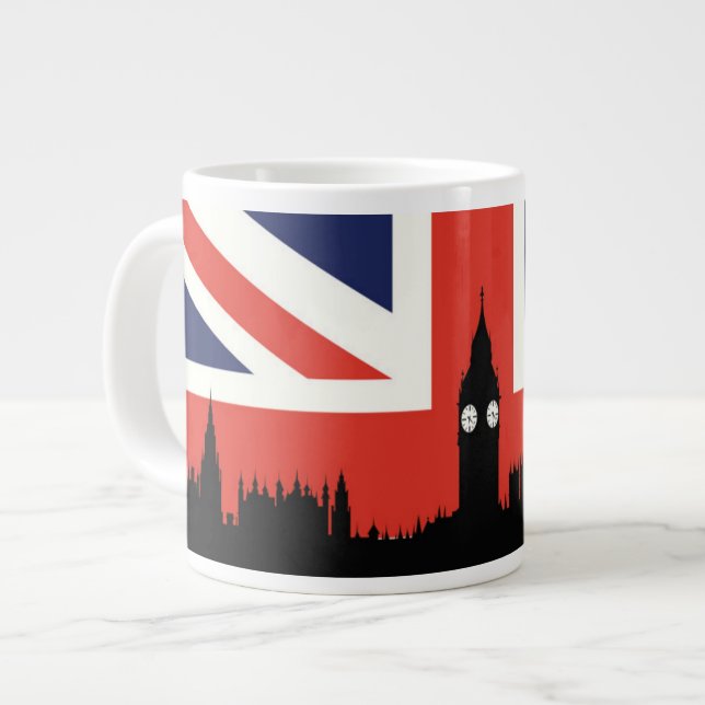 London Skyline| Brittiska Flagga Jumbo Mugg (Framsida vänster)