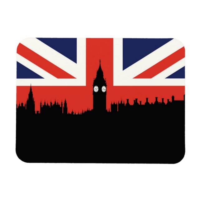 London Skyline | Brittiska Flagga Magnet (Horisontell)