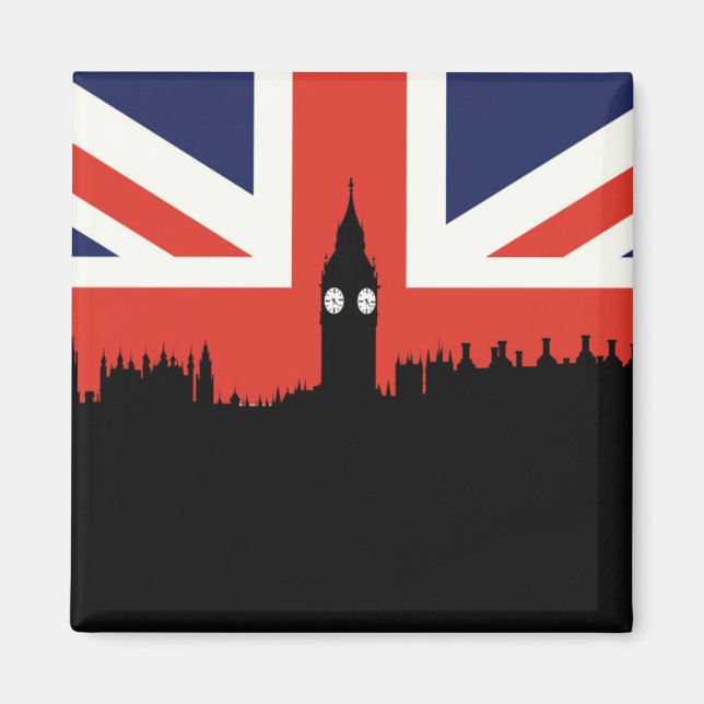 London Skyline | Brittiska Flagga Magnet (Framsidan)